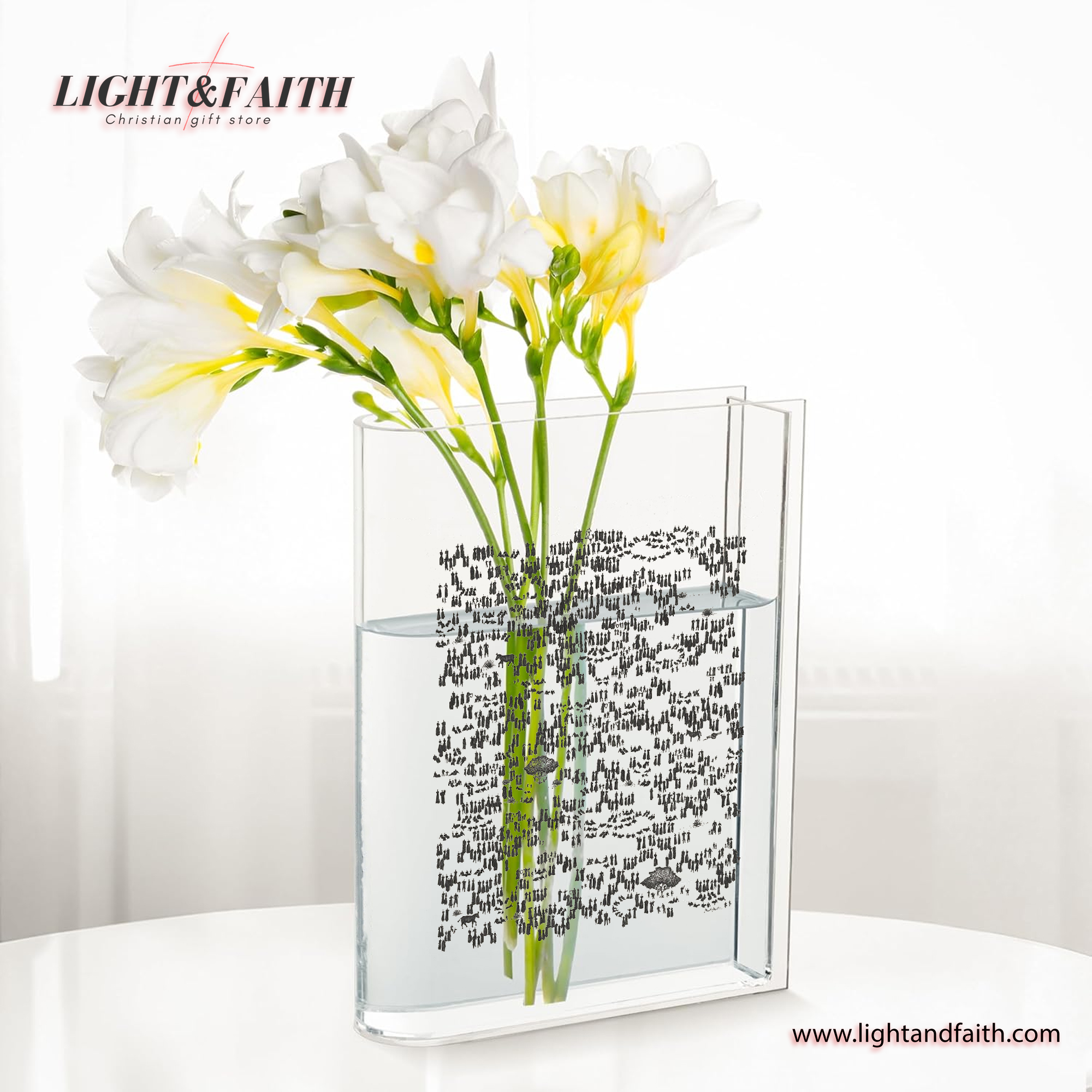 Jesus Feeds the 5000 Book Vase, Christian Book Vase, Faith Book Vase, Bible Verse Book Shaped Flower Vase
